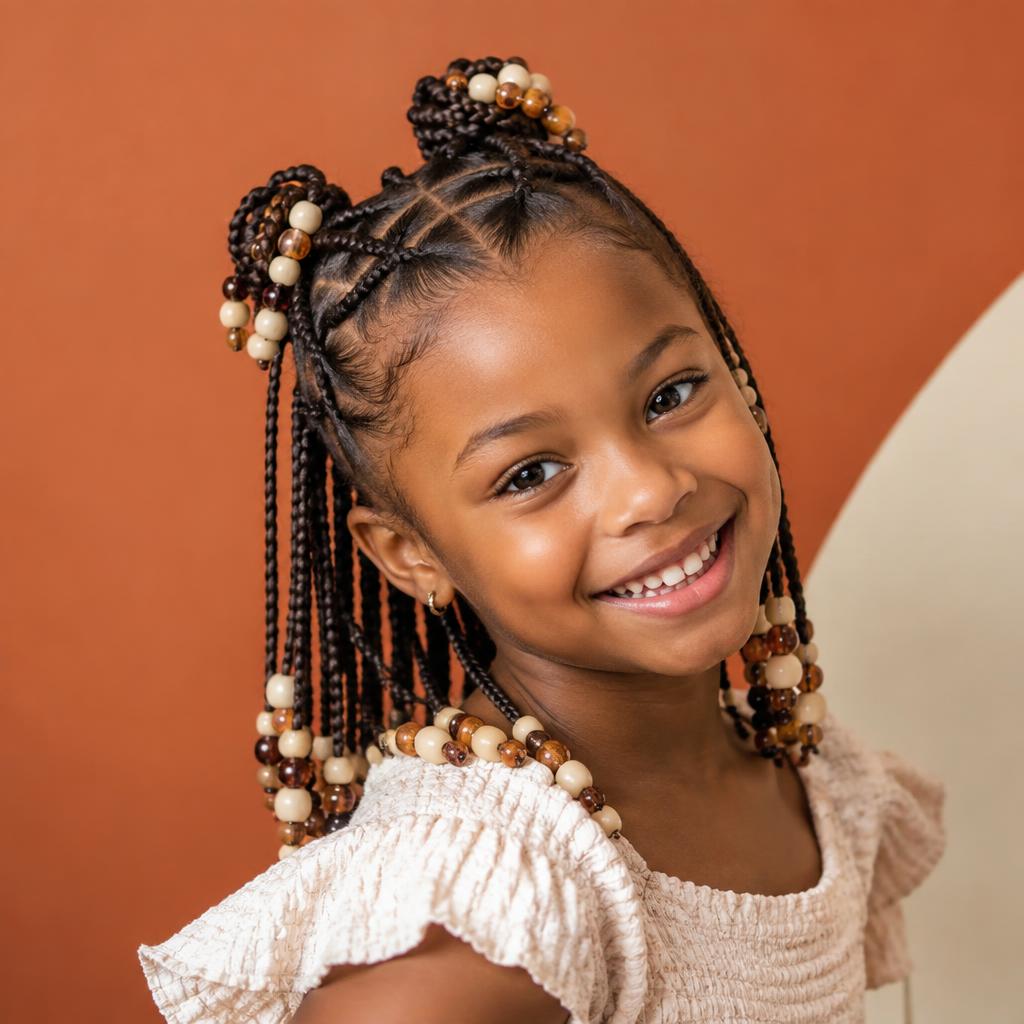 A child with a neat, gentle braided style
